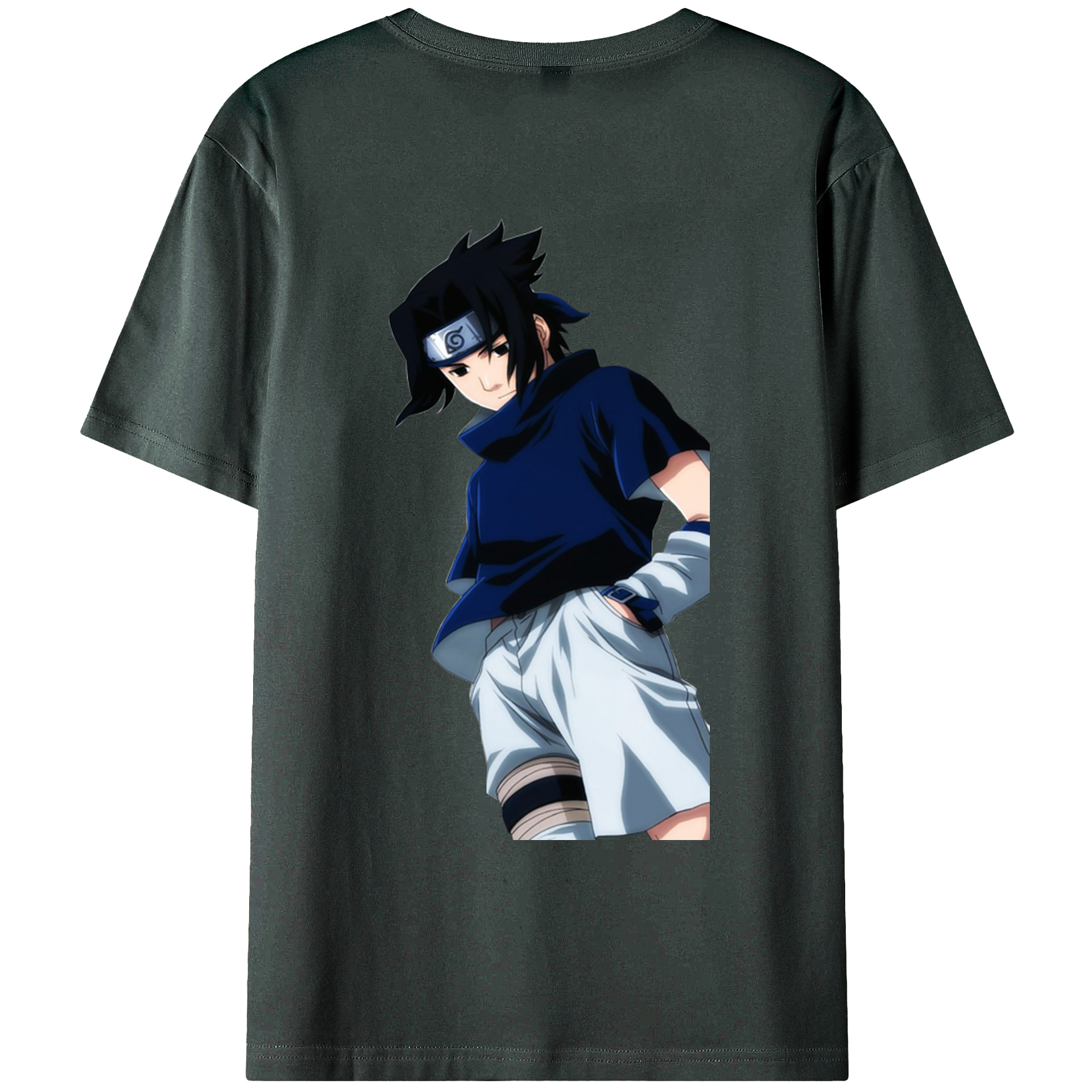 （画像用） NARUTO -ナルト- うちは サスケ Uchiha Sasuke 綿100％ メンズ半袖Tシャツ（バックプリント） 通気性